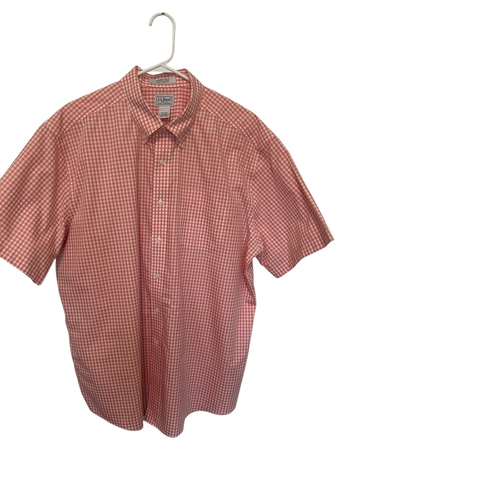 L.L.Bean Gingham‎ Button Down Short Sleeve Shirt Traditional Fit XL